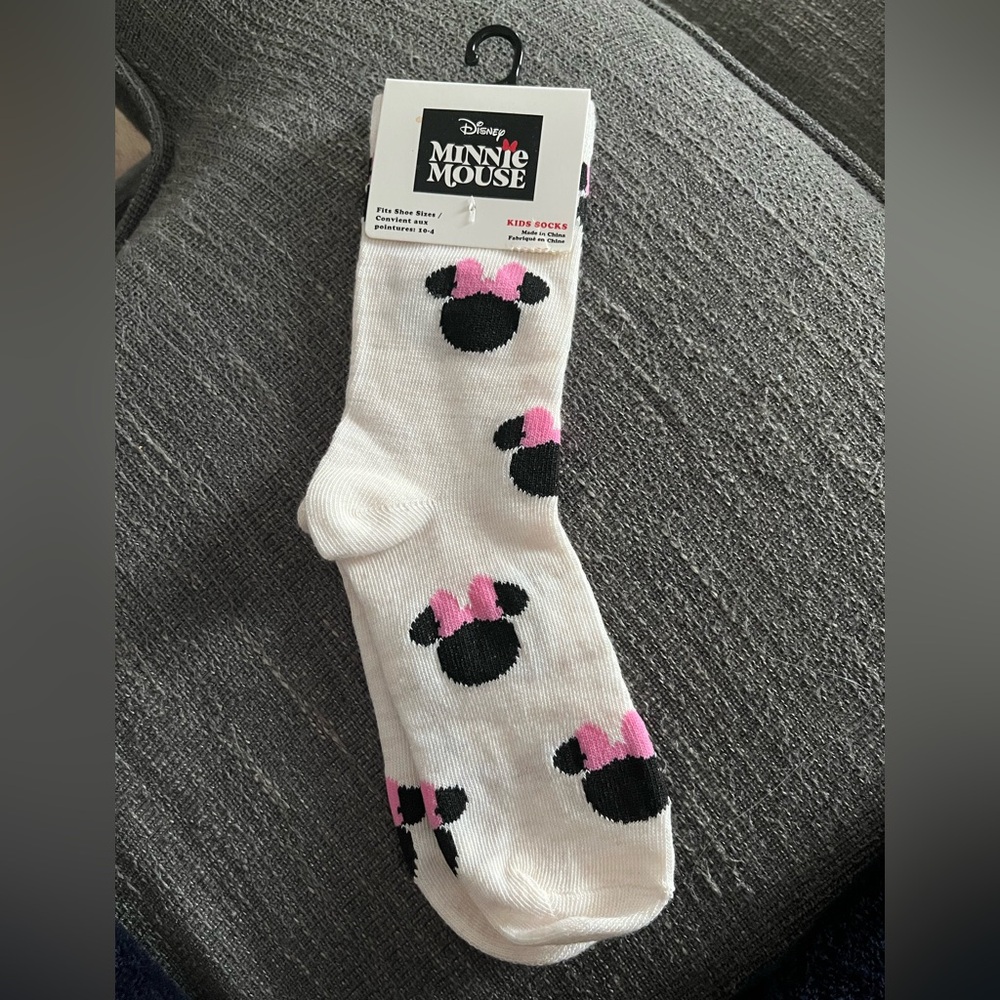 Disney Minnie Mouse White and Pink Kids Socks